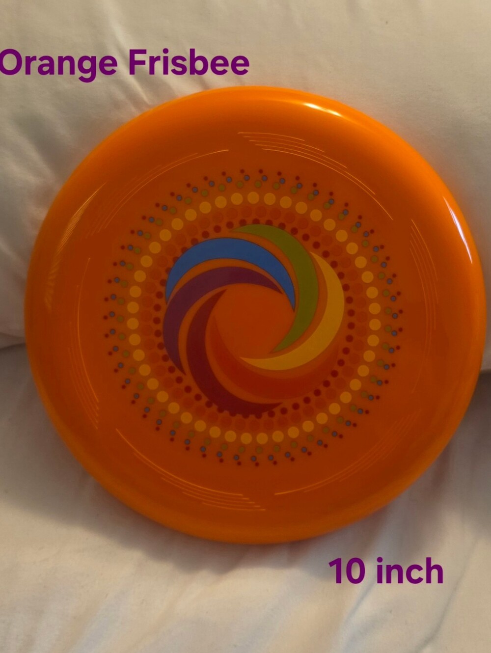 Frisbee Orange Spiral 10" Flying Disc Pet Play Outdoor Fun Athletic Sports